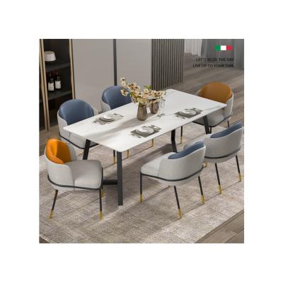 China Wholesale Durable High Quality Rectangular Slab Metal Modern Rock Shape Dining Table Set Dining Room Furniture for sale