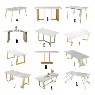 China Direct Sale Nordic Dining Room Furniture Set Metal Furniture Set Leg Rectangle Marble Rock Adjustable Dining Table Dining Table (Other) for sale