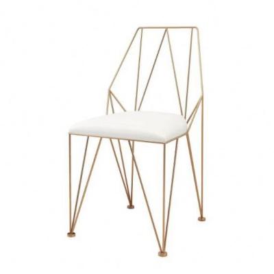 China Wholesale Soft Nordic Simple Home Furniture Lounge Chair Wire Fashion PU White Gold Leather Iron Iron Dining Chair for sale