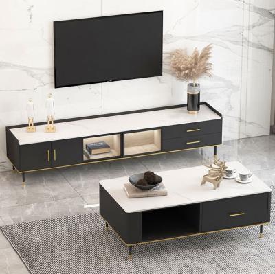 China Modern Furniture Wholesalers 250cm Modern Home TV Unit And Coffee Table Set For Living Room Marble Furniture for sale