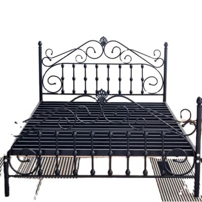 China (Others) European Modern Simple Adjustable Princess Iron Bed Frame Steel Frame Double Bed Designs for sale