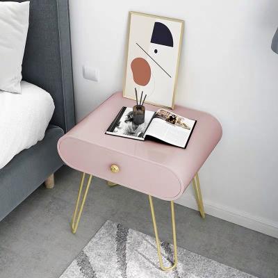 China Small Rectangular Bedroom Furniture Iron Rack (Other) Pink Color Adjustable Nightstand for sale