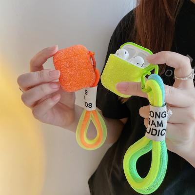 China For Earphone Glitter Fluorescent Green Orange Orange Case Cover For Airpods 12 3 pro Case 2021 Protective Case Cover For apple airpods pro for sale