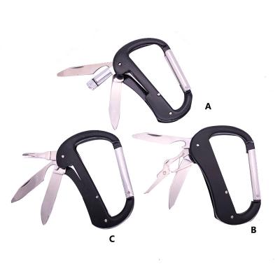 China Mini Scissors Nail File Knife Multifunctional Outdoor Metal Hook Travel Suit Outdoor Climbing Camp Carabiner Camp Activity EDC Loop Hanger Multi Tool for sale