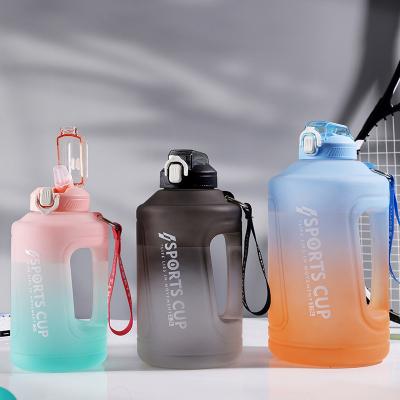 China Viable Outdoor Fitness Kettle Sports Bottle With Straw Gradient Color Plastic Cup Sports Ton Bucket Large-Capacity Water Cup for sale