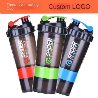 China Sustainable Sports Fitness Cup Three-Layer Cup Protein Powder Shake Cup Plastic Tumbler Large Capacity Cup for sale