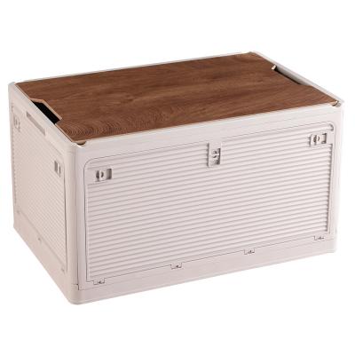 China Five Door Modern Outdoor Open Collapsible Plastic Storage Bins With Wooden Lid Cover for sale