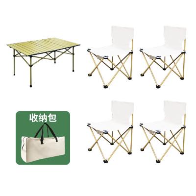 China Outdoor Foldable Garden Picnic Dining Portable Foldable Table and Chair Set Aluminum Alloy Egg Roll Table Camping for sale