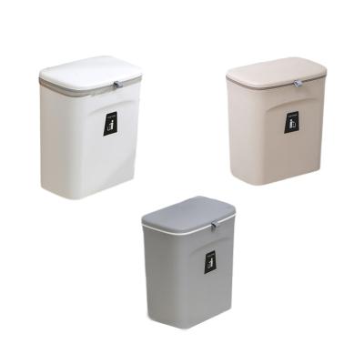 China Eco-Friendly Sustainable Wall Mounted Kitchen Portable Plastic Waste Bin With Dust Cover Sliding Cabinet Doors Bathroom Home Hanging for sale