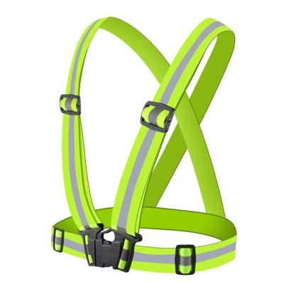 China Safety Protection Green Color Strap Safety Vest Reflective Elastic Belt For Outdoor Running Safety for sale