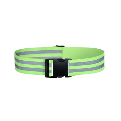 China Safety Protection Manufacturers Lead Elastic Outdoor Adjustable Safety Reflective Waist Belt Jogging Waistcoat Vest Night Running Belt for sale