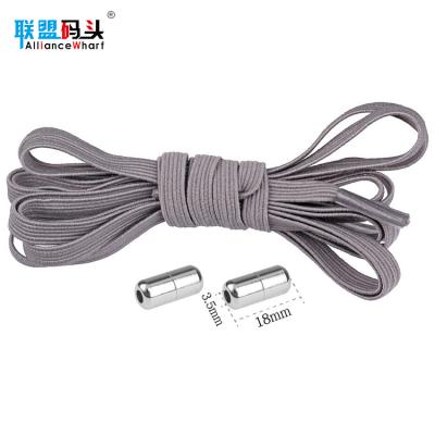 China Custom Round Logo Designer Shoelaces Lock Elastic Silicone Polyester Shoe Lace Metal Buckle No Tie Lace for sale