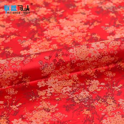 China Sustainable Fashion Vintage Nylon Fabric Print Material Flower Pattern Make Clothes Jacquard Woven Brocade Fabric for sale