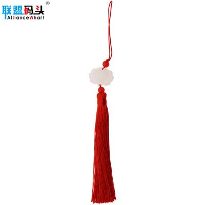 China Wholesale Mobile Phone Chinese Knot Fringe Hanging Decorative Chinese Features Jade And Tassel Jewelry Car Auspicious Lantern Pendant for sale