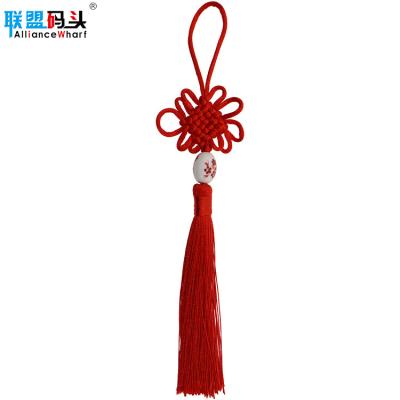 China Mobile Phone Chinese New Year Spring Festival Decorative Pendant Handcrafts Red Chinese Tassel Knot with Yarn Braided Tassel for sale