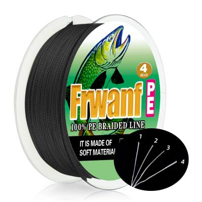 China High-knot Strength Never Fade Black Color 100M 4 Ply Soft Material 300meter PE Fishing Braided Fishing Line For Deep Sea Saltwater Boating Fish for sale