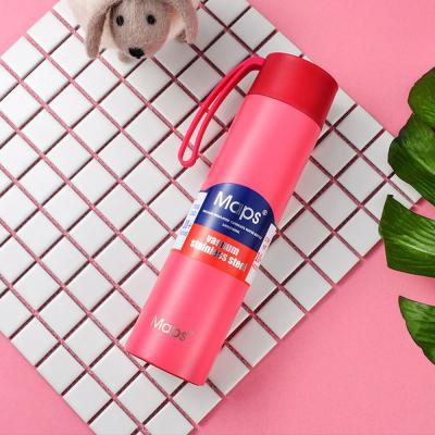 China Sustainable Stainless Steel Vacuum Flask Thermos Mug With Handle Rubber Portable Vacuum Insulated Water Bottle for sale