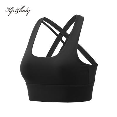 China De Wome Skin Friendly Cross Yoga Bra Sports Bra Beauty Breathable Shockproof Yoga Strappy Back Bra for sale