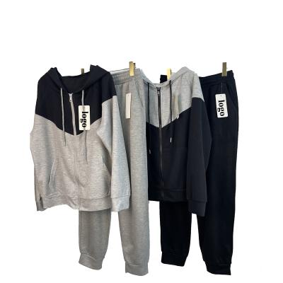 China Breathable Unisex Long Sleeve Hoodies+Pants Sets Suit Male Women's Sport Patchwork Tracksuit Gyms Set Casual Sportswear Suit for sale