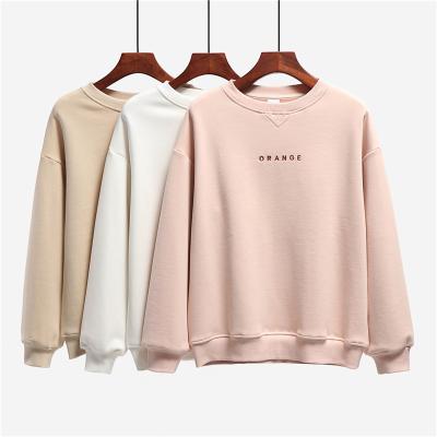 China Anti-pilling Wholesale Most Popular Custom Pullover Front Polyester White Short Top Crewneck Long Back Simply 100 Cotton Sweatshirts For Woman for sale