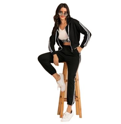 China 2020 Breathable Hot Sale Fashion Streetwear Zip Hooded Custom Sport Jogging 2 Piece Hoodie Set Suit Woman for sale