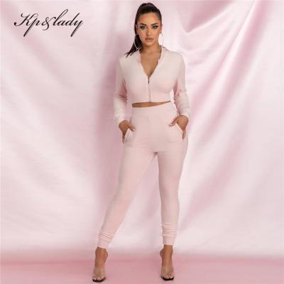 China QUICK DRY two-piece suit autumn and winter solid color sports hoodie zipper long sleeve top pants suit for sale