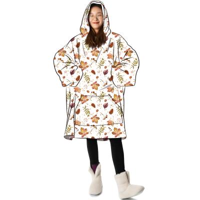 China PORTABLE Thanksgiving Free PORTABLE Oversized Velvety Pullover Hoodie Kids Design Hooded Blanket for sale