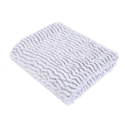 China Anti-pilling Ultra High Quality Wave Pattern PV Fur Flannel Brush Cut Blanket For Bedding Room for sale