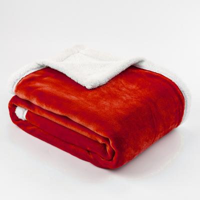 China Anti-pilling Sherpa Fleece Throw Blankets, Red Flannel Sherpa Blanket Soft Plush Fluffy Blanket For Nordic Home Decor for sale