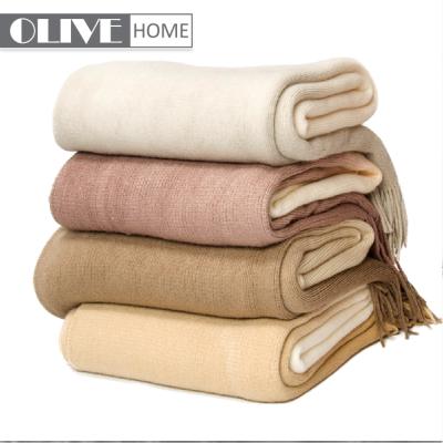 China Anti-pilling Recycle Super Soft Dip Dyed Knit Yarn Throw With Tassel End Cover Stock Lot for sale