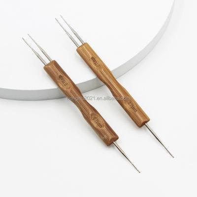 China +metal 0.75mm handle bamboo hook double head knitting needle twin hook head tool metal bamboo twin needle for sale