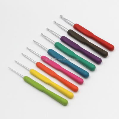 China Aluminum+TPR 9 Pcs Crochet Set Soft Wool Crochet Hook Set TPR Tool Knitting Accessories for sale