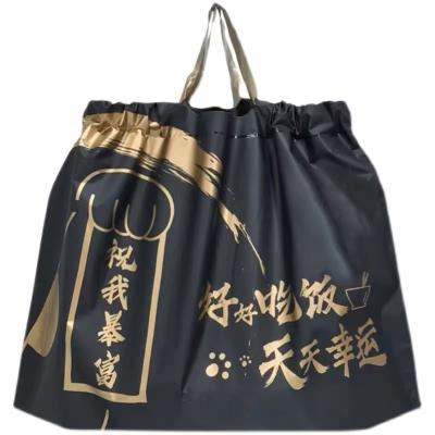 China Customized moisture proof matte PE printing handle package for lunch drawstring plastic bag for sale