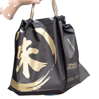 China Logo Drawstring Fast Food Carry Customized Moisture Proof Bag Plastic Takeout Bag for sale