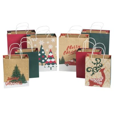 China Recyclable Brown Festival Gift Recycle Craft Custom Biodegradable Packaging Christmas Shopping Bags for sale