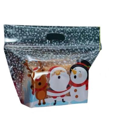 China Recyclable Christmas Customize Transparent With Window Handle Plastic Food Grade Zipper Toast Bread Packaging for sale