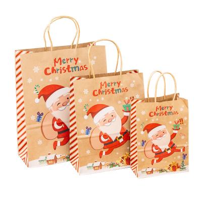 China Hot Sale Recyclable Customize Christmas Festival Gift Shopping Clothing Kraft Paper Bag With Handles for sale