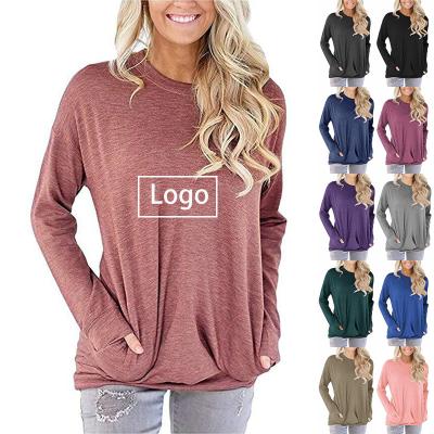 China Wholesale Low MOQ QUICK DRY custom white graphic plain round neck long sleeve T-shirts women for sale