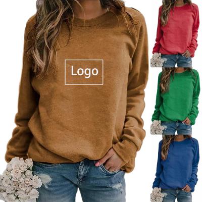 China Low MOQ Cheap Price Custom Heat Transfer QUICK DRY Printing Logo Sweatshirts Women Solid Color Long Sleeve for sale