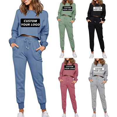 China Breathable MOQ Custom Printing Casual Women's Logo 2 Pieces No Set Plain Women Tracksuits for sale