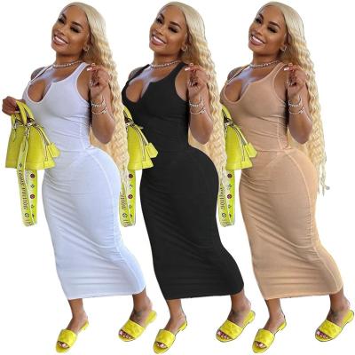 China Mini Summer Cotton Sleeveless Anti-Static V-neck Casual Women Dress Solid White Skinny Bodycon Fitness Fashion Dresses Streetwear Dress for sale