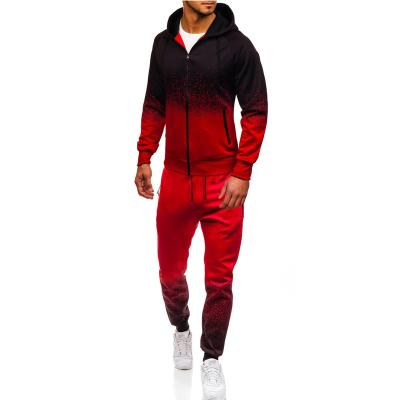 China Breathable Wholesale Digital Printing Ombre Zipper Hoodie Joggers Pants 2 Pieces Gradient Tracksuits Mens Sports for sale