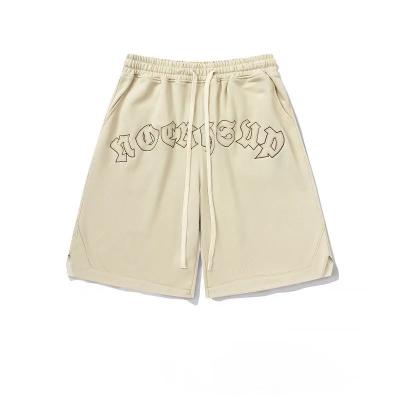 China Polyester QUICK DRY Sports Letter Embroidery Streetwear Boys Khaki Sweat Shorts for sale