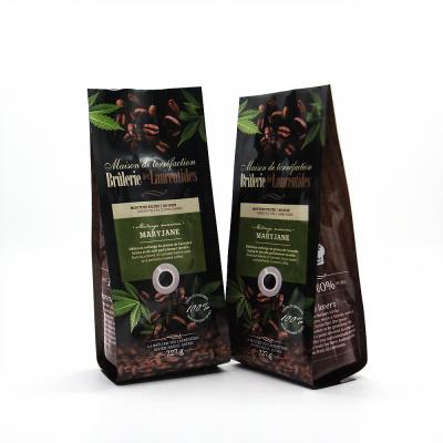 China Moisture Proof Tea Recycle Paper With Logo Square Flat Bottom Custom Gusset Valve Box Pouch PP Laminated Kraft Paper Coffee Mini Bags for sale