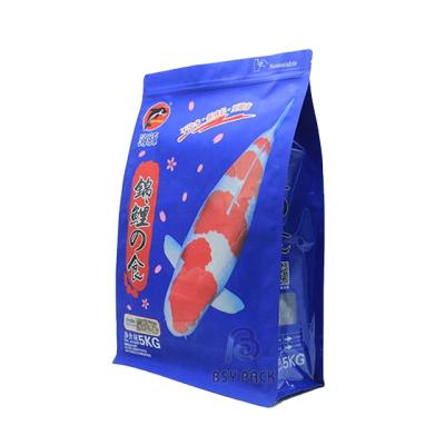 China Barrier Gravnre Printed Custom Eight Gusset Side Pouch Fishmeal Packaging Mylar Bags For Animal Feed for sale