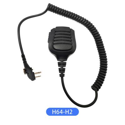 China Handheld Microphone H64-H2 IP55 Walkie Talkie Shoulder Speaker Microphone with Big PTTs H2 Plug for Hytera Handheld Two Way Radio for sale