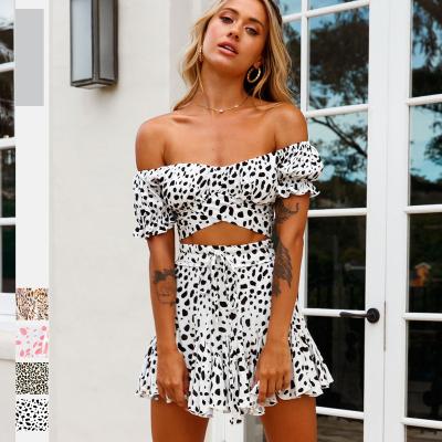 China Printed Pleated Top Two Piece Skirt Women's Summer Anti-pilling Casual Ruffle One Piece Set Anti-pilling Suits for sale