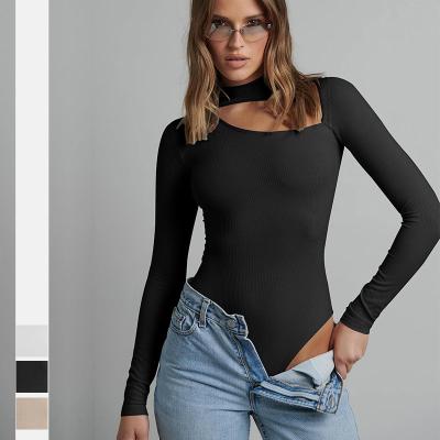 China Anti-pilling Hot Selling Sexy Elegant Overalls Fashion Tight-fitting Long Sleeve Trunks For Women Playsuits Jumpsuits for sale