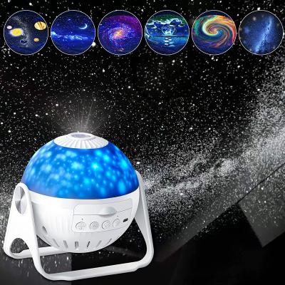 China Amazon Hot Sale Modern 6 in 1 Planets LED Aurora Light 360 Adjustable Rotating Music Blue Star Tooth Galaxi Projector Star Lights for sale