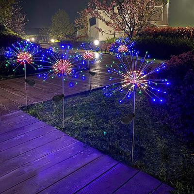 China Plug In Solar LED Lights Outdoor Colorful Waterproof Remote Control Christmas Fireworks Sale Holiday Lighting for sale